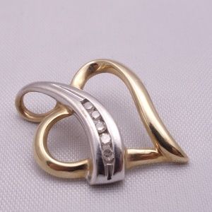 10K White & Yellow Gold Pendant w/ Diamonds